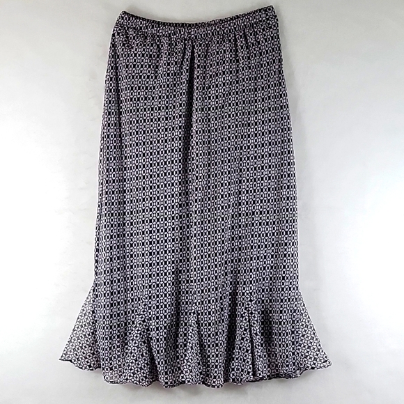 KSL Chiffon Skirt & Blouse 2PC Geometric Black & White Size 14WP - Picture 7 of 10